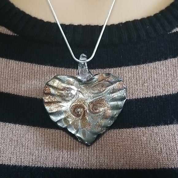 925 Reversible heart pendant necklace - Picture 4 of 6